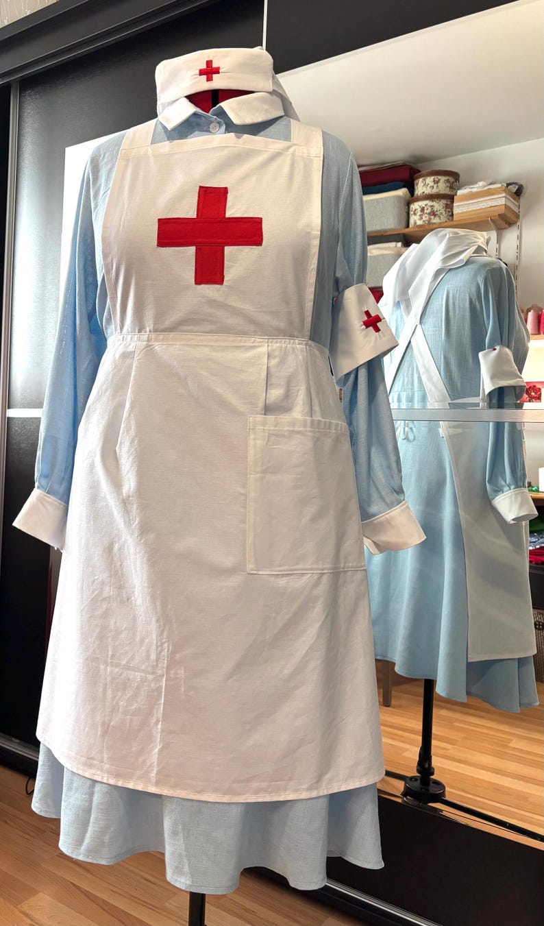 Disfraz de enfermera de la Cruz Roja de la Segunda Guerra Mundial: uniforme de guerra de recreación imagen 8
