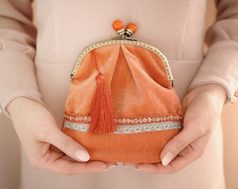 Vintage Velvet Pouch Bag – Handmade Elegant Mini Bag -Luxury jewelry purse