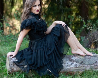 Black Ruffle Dress – Wednesday Addams Inspired – Custom Made Outfit