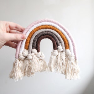 MINI Neutral and Knotted Fiber Rainbow Wall Hanging