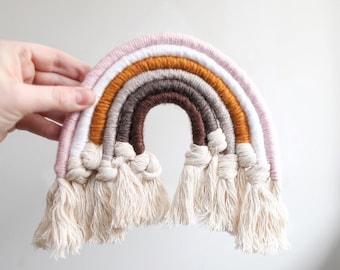 MINI Neutral and Knotted Fiber Rainbow Wall Hanging