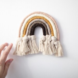 MINI Neutral and Knotted Fiber Rainbow Wall Hanging image 3