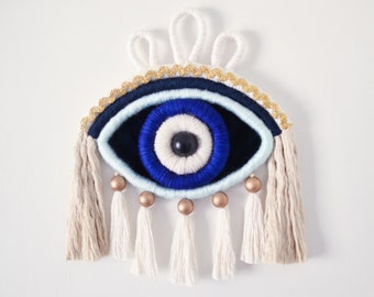 Fiber Sculpture Eye Wallhanging Greek Evil Eye