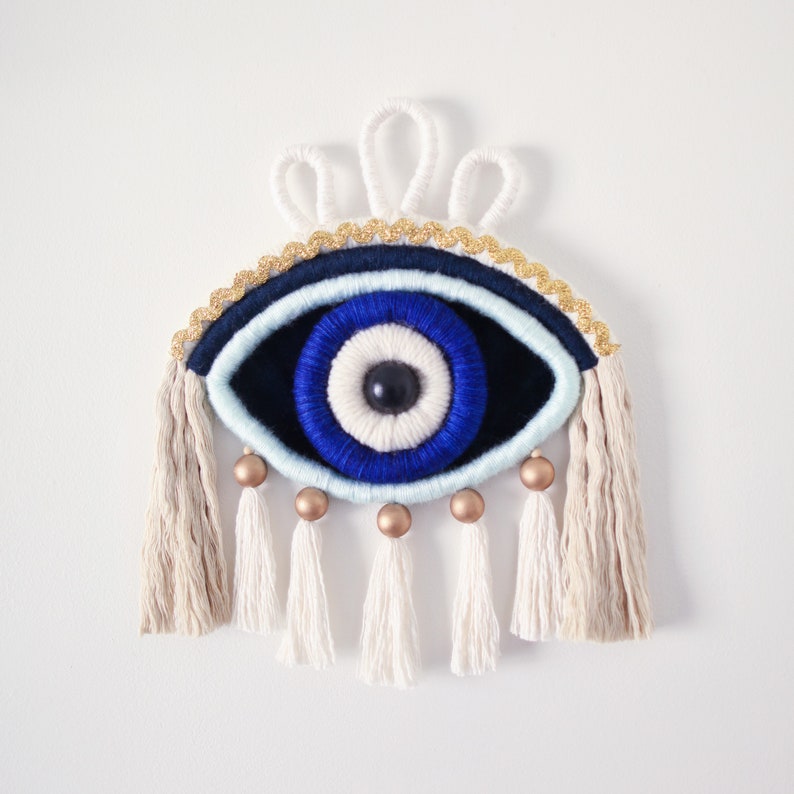 Fiber Sculpture Eye Wallhanging Greek Evil Eye image 1