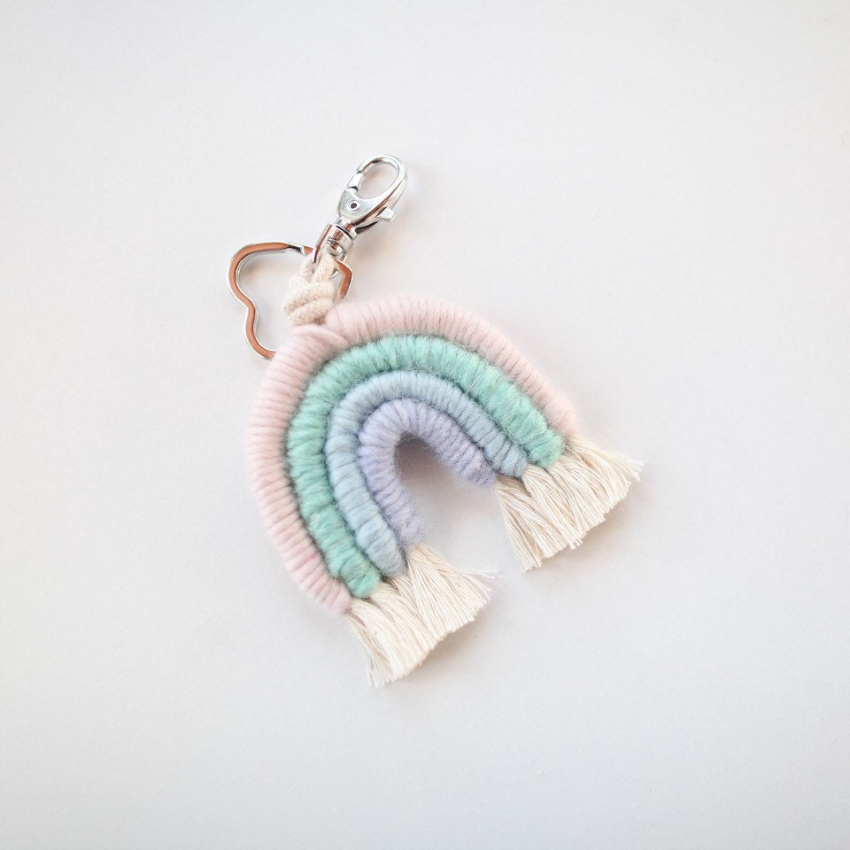Pastel Rainbow Keychain Charm Etsy