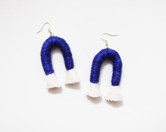 Fiber Rainbow Earrings- Large Periwinkle "Dulcet"