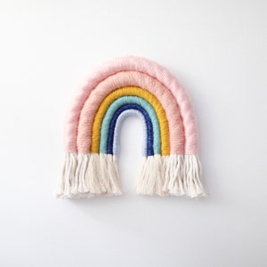 Rainbow Fiber Wall Hanging Hello Sweet Nursery Art image 1