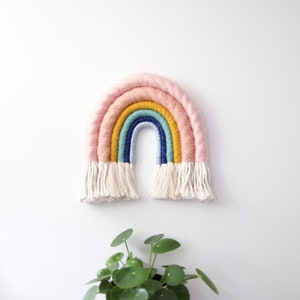 Rainbow Fiber Wall Hanging Hello Sweet Nursery Art image 2