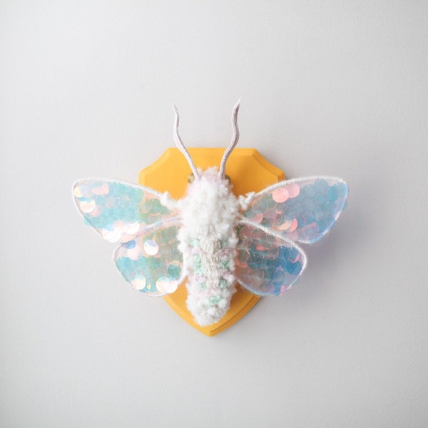 Etsy Design Awards Finalist 2021 Sequined Moth Wall Hanging Fiber Entomology Art