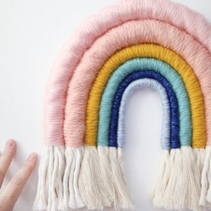 Rainbow Fiber Wall Hanging Hello Sweet Nursery Art image 3