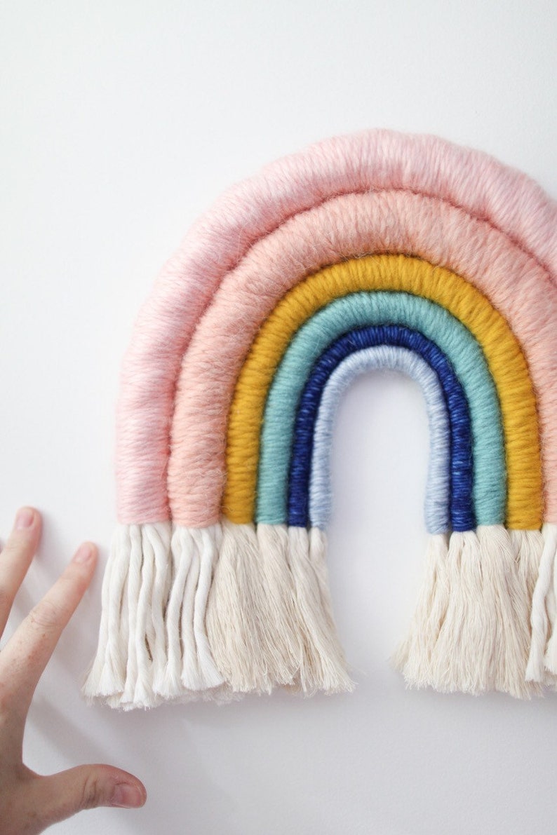 Rainbow Fiber Wall Hanging Hello Sweet Nursery Art image 3