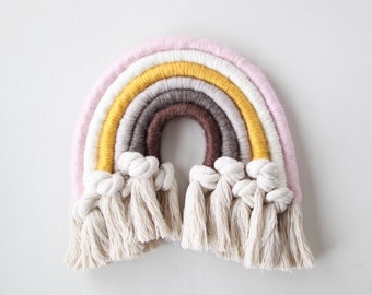 Neutral and Knotted Fiber Rainbow Wall Hanging