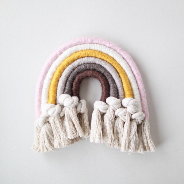 Neutral and Knotted Fiber Rainbow Wall Hanging