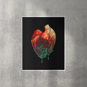 Painted Heart. Giclee Art Print on Paper.