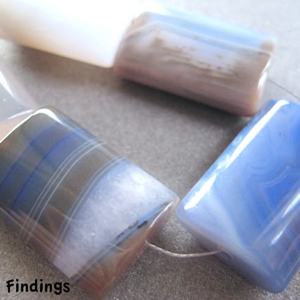 Cyber Monday SALE! Blue Striped Agate rectangle 14mm Gemstone Bead Jewelry Design Craft Supply, Jewelry Supply
