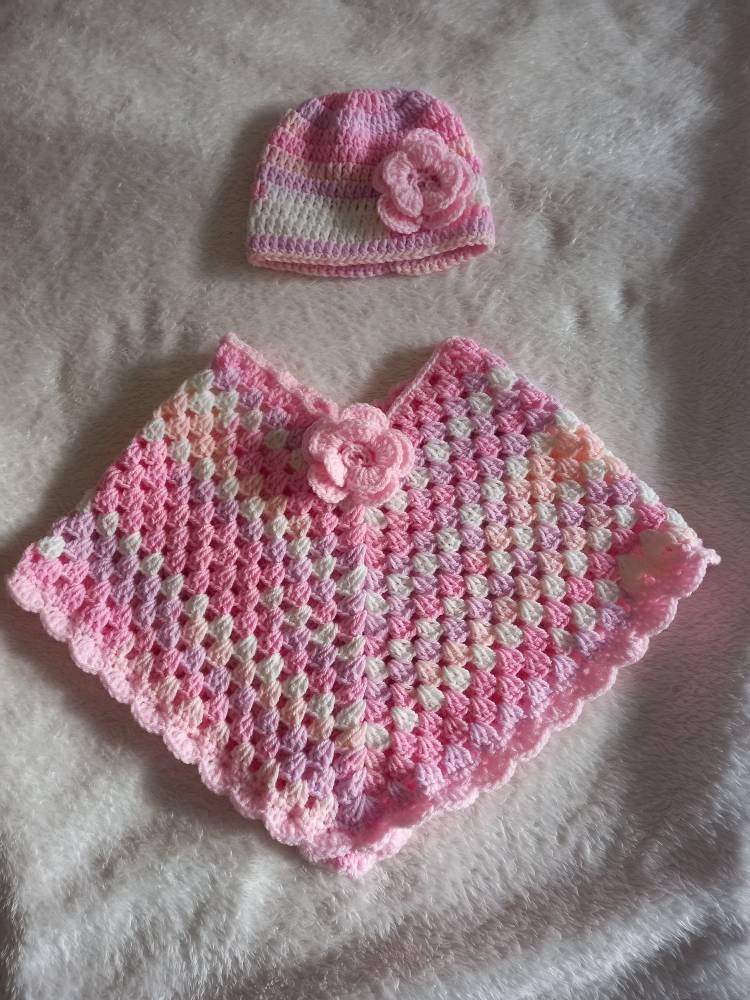 baby girl poncho, 0-6 month poncho and hat set crochet baby poncho, baby  poncho, baby girl poncho, girl poncho, crochet poncho