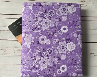 Handmade Floral Purple Quilted Book Sleeve