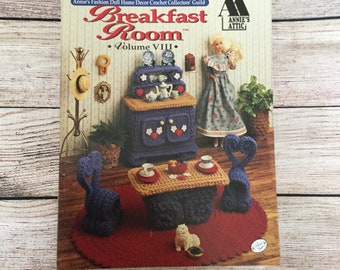 Crochet Fashion Doll Furnature, Breakfast Room Volume VIII, Annie's Attic Booklet 535B, Crochet Instruction Booklet, Vintage Pattern Only