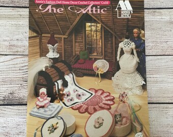 The Attic, Annie's Fashion Doll Home Decor Crochet Collector's Guild, Booklet 536PAN, Vintage 1993, Crochet Booklet, Bridal Gown, Mannequin