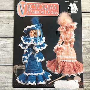 Victorian Fashion Dolls, Annies Attic Booklet 87V26, Crochet Fashion Doll Dresses, Doll Gown, Crochet, Elegant Crochet Doll Patterns Booklet image 1