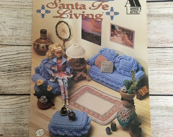 Annie's Attic Crochet Guild Fashion Doll Home Decor Furniture "SANTA FE LIVING" 543B, Collectors Guild, Crochet Pattern Book, Vintage 1994