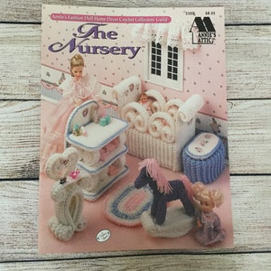 Annies Attic, The Nursery 538B, Fashion Doll Home Decor Crochet Collector's Guild, vintage 1994, Crochet Fashion Doll Furnature, Baby's Room image 1