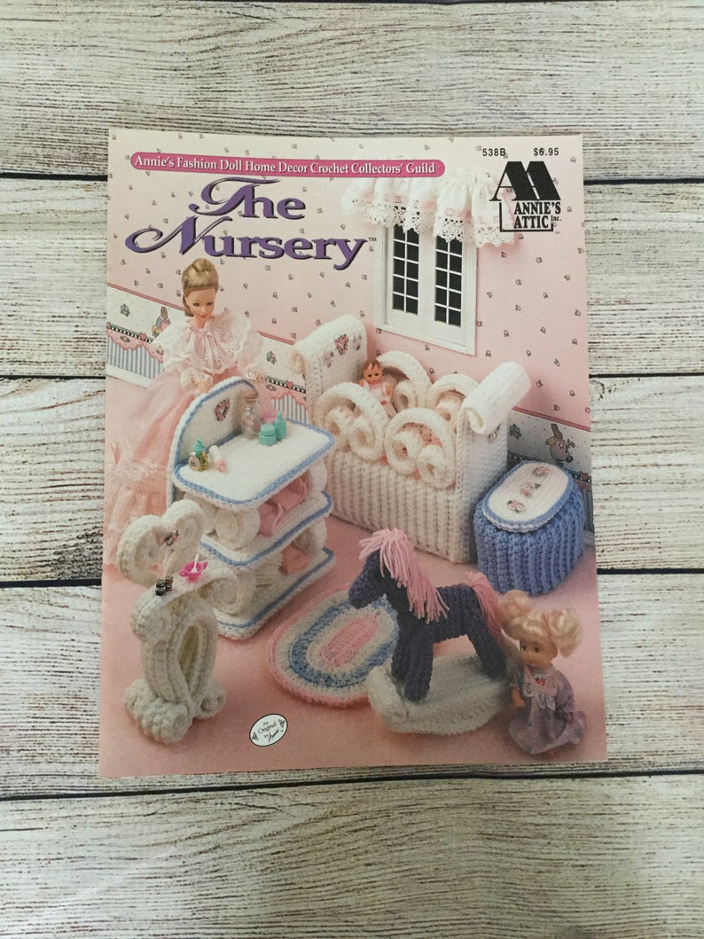 Annies Attic, The Nursery 538B, Fashion Doll Home Decor Crochet Collector's Guild, vintage 1994, Crochet Fashion Doll Furnature, Baby's Room image 1