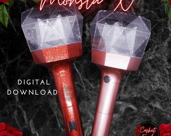 SVG Monsta X lightstick wrap, file di taglio, Mondoongie Versione 2, Monbebe, concerto kpop, merchandising per fan kpop, accessorio lightstick, decalcomania personalizzata