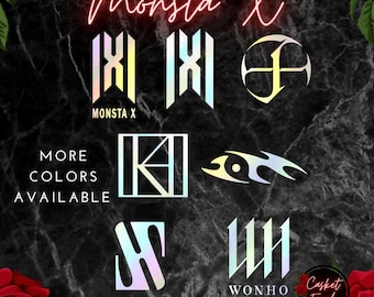 Monsta X logo vinyl car decal, sticker, kpop, holographic, Joohoney, I.M, Kihyun, Shownu, Hyungwon, Wonho, Minhyuk, kpop fan merch