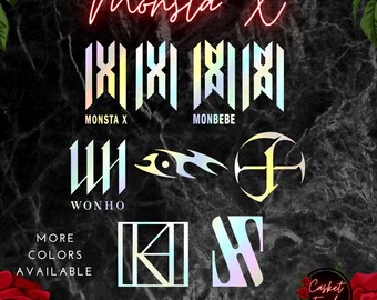Monsta X logo car decal, sticker, kpop, holographic, Joohoney, I.M, Kihyun, Shownu, Hyungwon, Wonho, Minhyuk, kpop fan merch