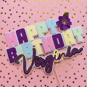 Cake topper personnalisé ,cake topper gâteau anniversaire multicolore , prénom choix