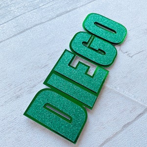 Topper per torta con nome personalizzato, Topper per torta di compleanno, Topper glitterato Diversi stili di scrittura, Diversi colori disponibili