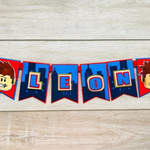 Banner di compleanno a tema Roblox, ghirlanda di decorazione di compleanno per videogiochi per console, banner di compleanno