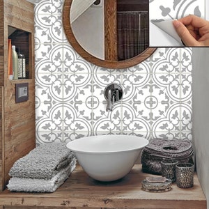 Tile Stickers Vinyl Decal WATERPROOF REMOVABLE for kitchen bath wall floor or stair: M029 gray