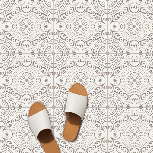 Sticker pour carrelage de cuisine, salle de bain, sol, mur, imperméable et amovible : A72T, gris taupe