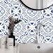 Tile Sticker Kitchen, bath, floor, wall Waterproof & Removable Peel n Stick: A72N Navy Blue/white 