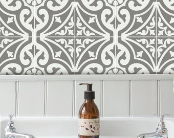 Loures - Azulejos de vinilo para pared de cocina, baño, extraíble, lavable,  resistente al agua y al calor (4 x 1 pie, 2 paneles sin juntas, gris)