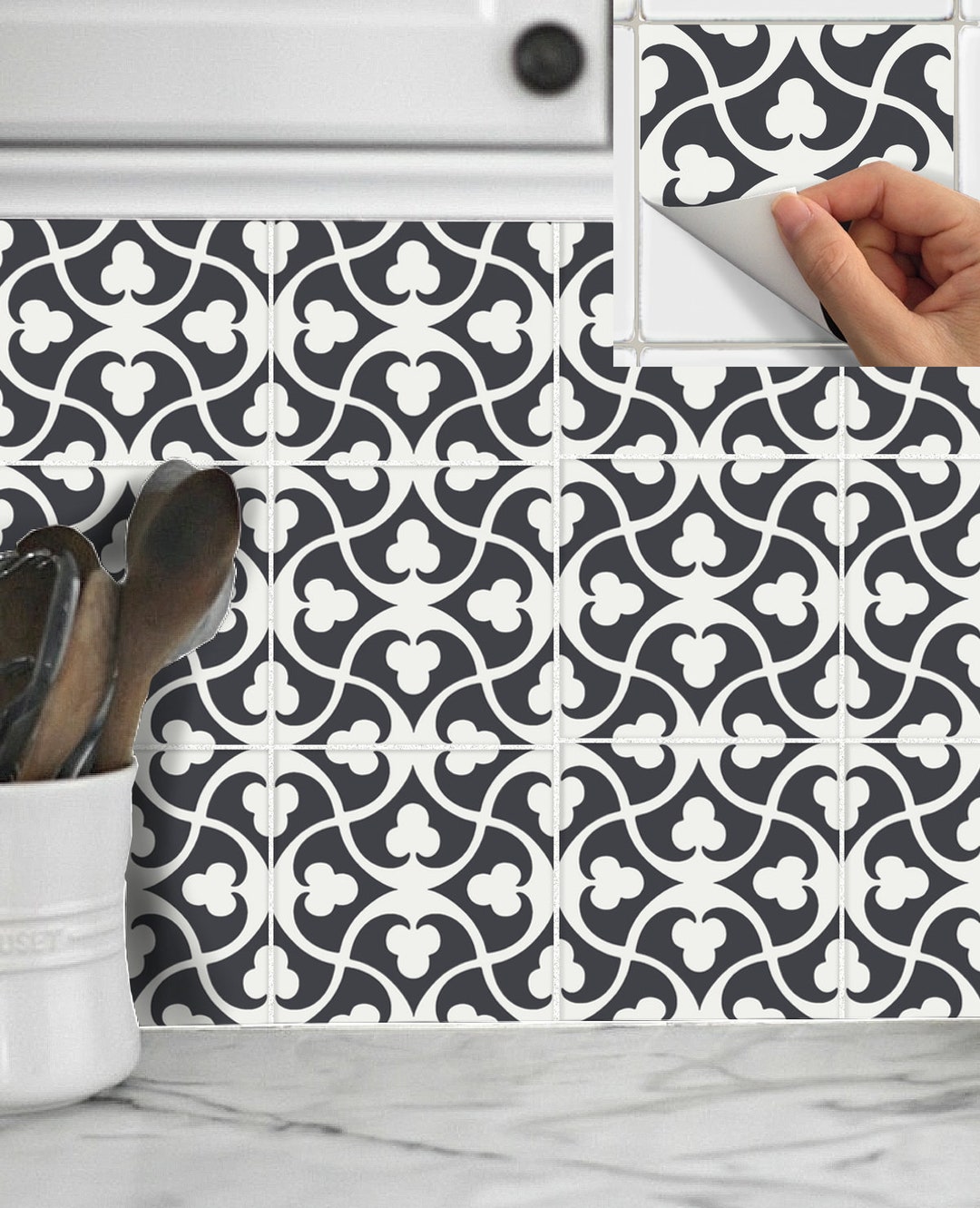 Tile Decals Stickers for Kitchen Backsplash Floor Bath Removable ...