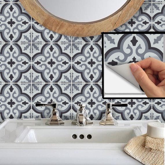 Adhesivo para azulejos para cocina Backsplash suelo de baño Adhesivo de  vinilo extraíble e impermeable : M001 Marrakech Grey -  México