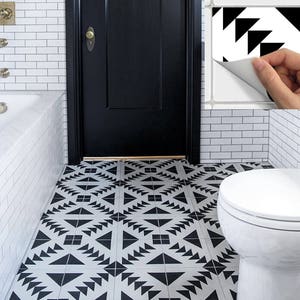 Tile Stickers Vinyl Decal WATERPROOF REMOVABLE for kitchen bath wall floor or stair: W010 black and white