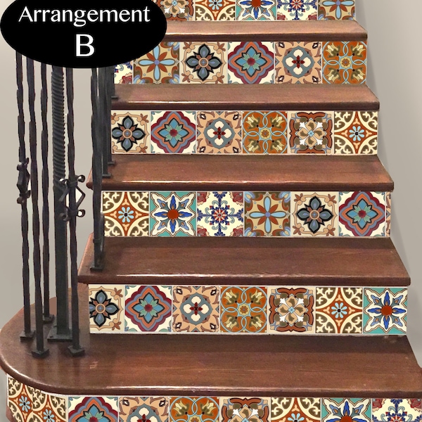 15steps Stair Riser Vinyl Strips Removable Sticker Peel & Stick : Spanish Mexican TR003B