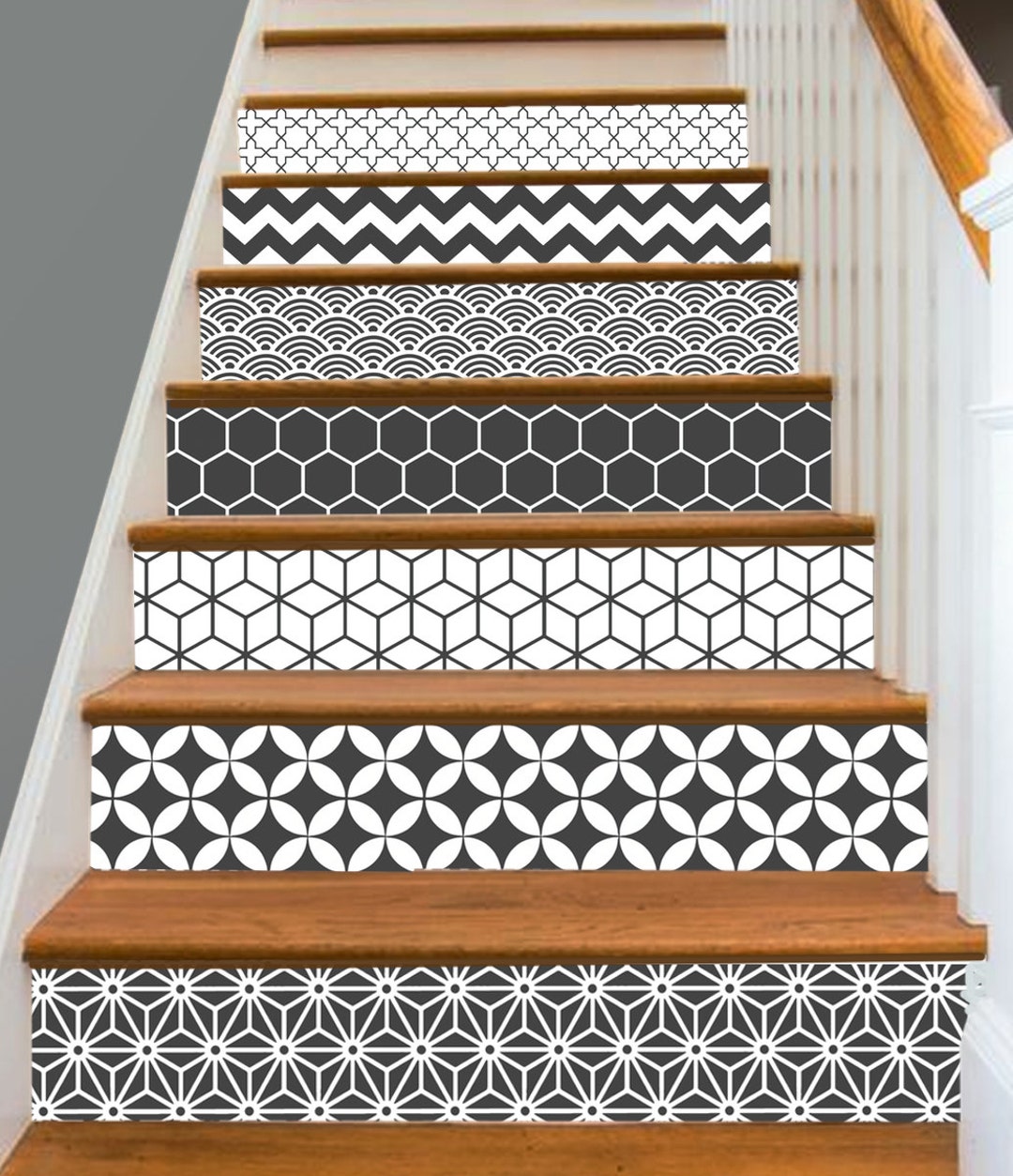 15steps Stair Riser Vinyl Strips Removable Sticker Peel & Stick ...