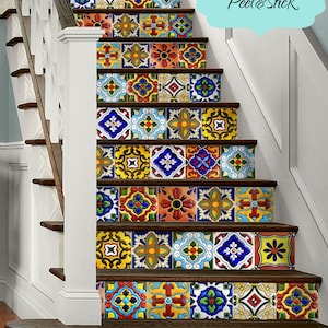 15steps Stair Riser Vinyl Strips Removable Sticker Peel & Stick : Spanish Mexican TR001