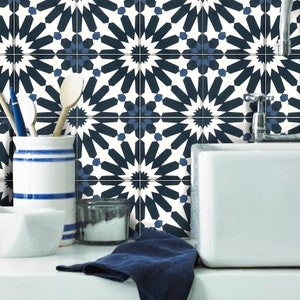 Floor Tile Stickers Vinyl Decal WATERPROOF REMOVABLE for kitchen bath A87 Navy