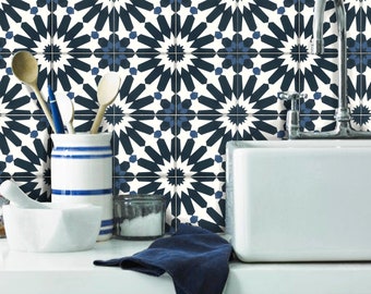 Floor Tile Stickers Vinyl Decal WATERPROOF REMOVABLE for kitchen bath A87 Navy