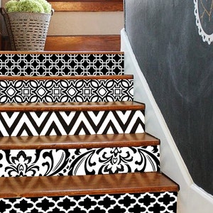 Stair Riser Vinyl Strips Removable Sticker Peel & Stick 15steps : Black Vogue BV001