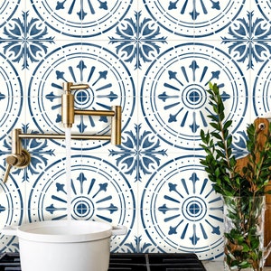 床用タイルステッカー、キッチンバックスプラッシュ、バスルーム、取り外し可能、防水：A51N ネイビー