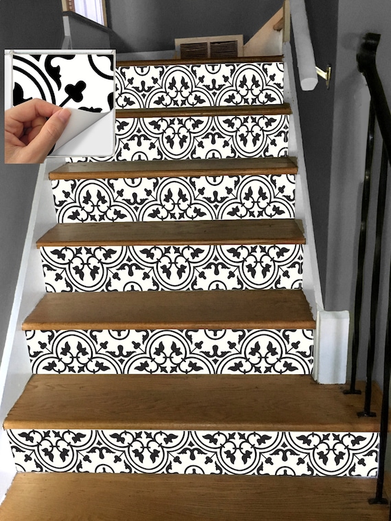 vinilo adhesivo para escalones de escalera de estilo portugues