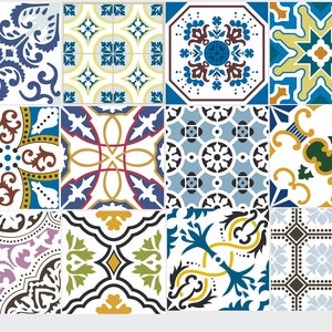 Naklejki na płytki, naklejki winylowe, wodoodporne, płytki lub tapeta do kuchni, łazienki, schodów: Portugal Patchwork Pmix4