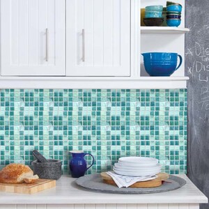 Wall Tile Decals Vinyl Sticker WATERPROOF Tile or Wallpaper for Kitchen Bath : Mosaic MS011 image 2